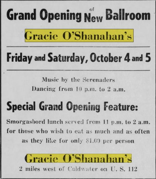 Grace OShanahans - Oct 02 1957 Article